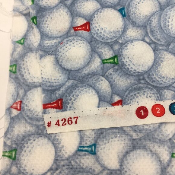 FQ Fat Quarter Quilting Fabric 18" x 22" Overall Golf Balls Tee Blue White Green - Picture 8 of 8